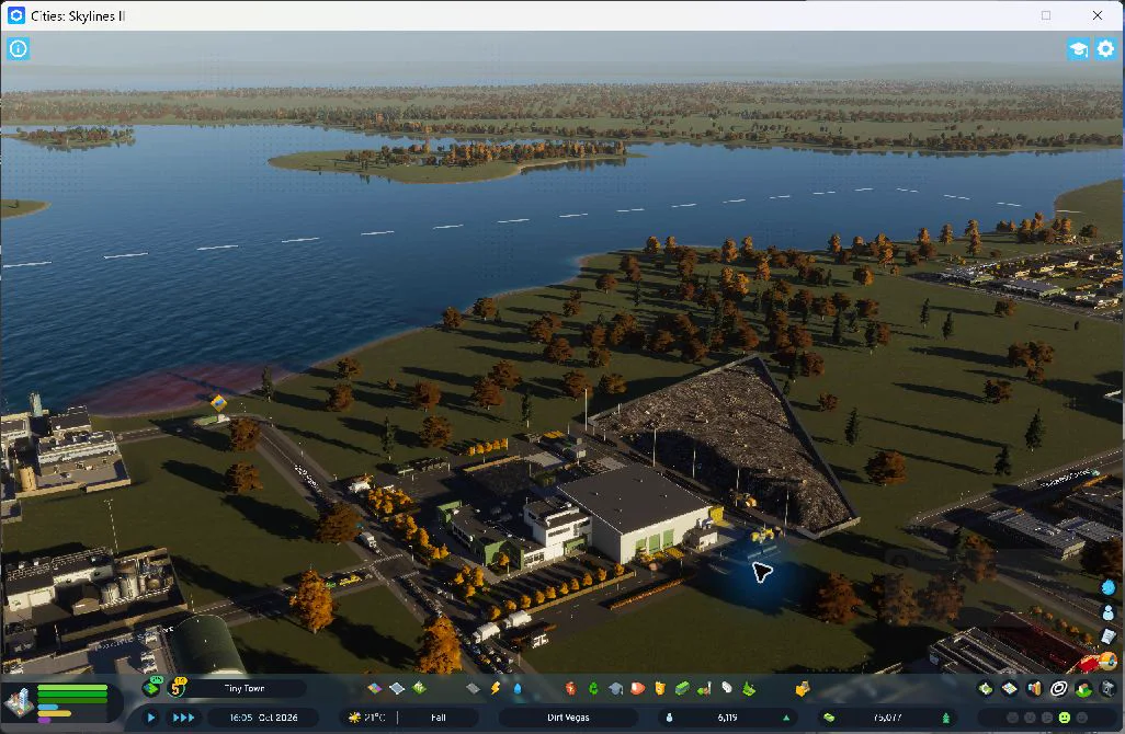 The expanded landfill beside the industrial district