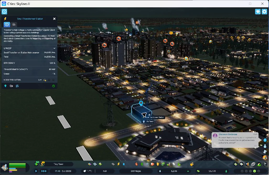 Transformer station connected to the grid