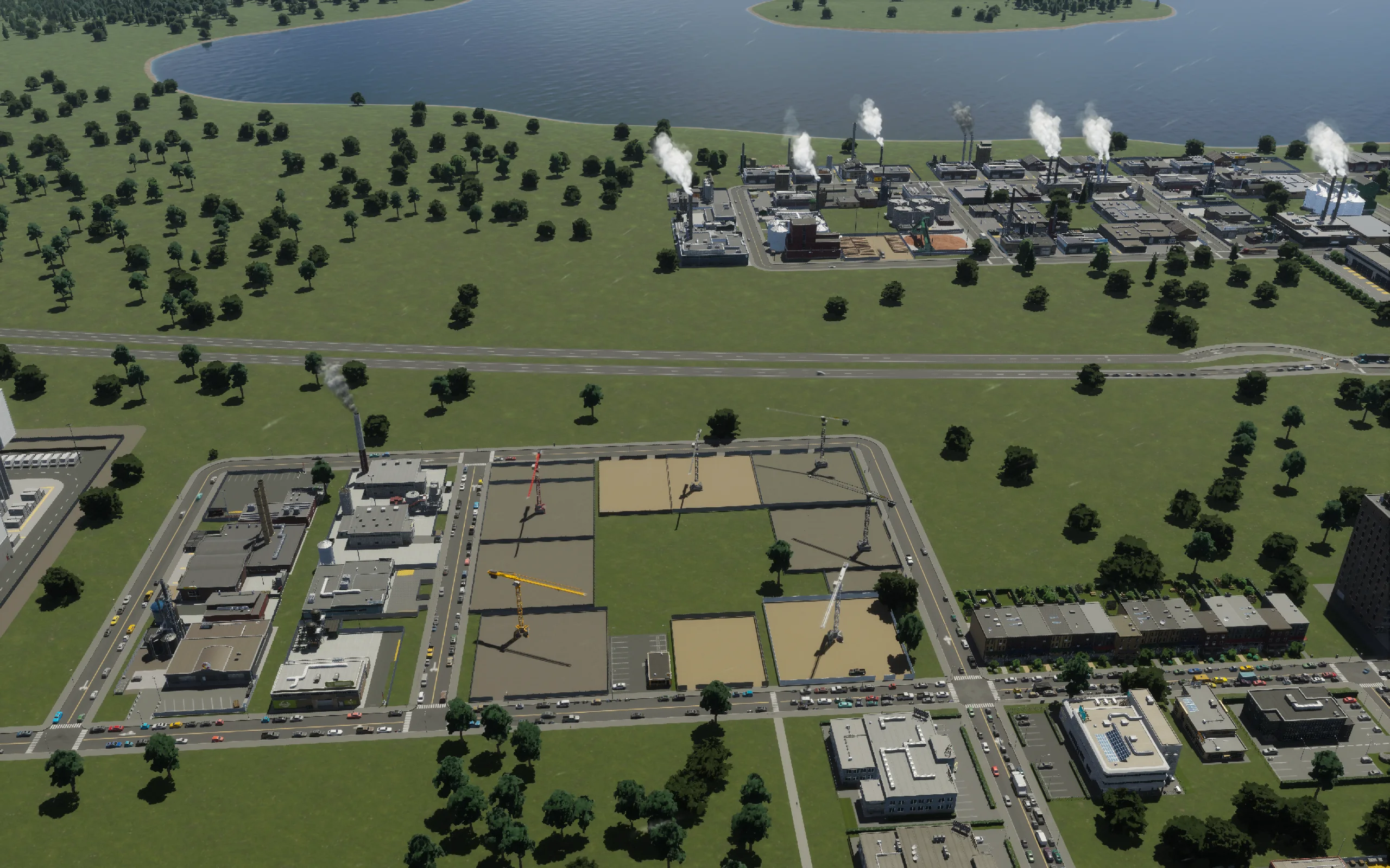 10:31 Toronto — The industrial loop extension under construction, beside the existing factories and highway.
