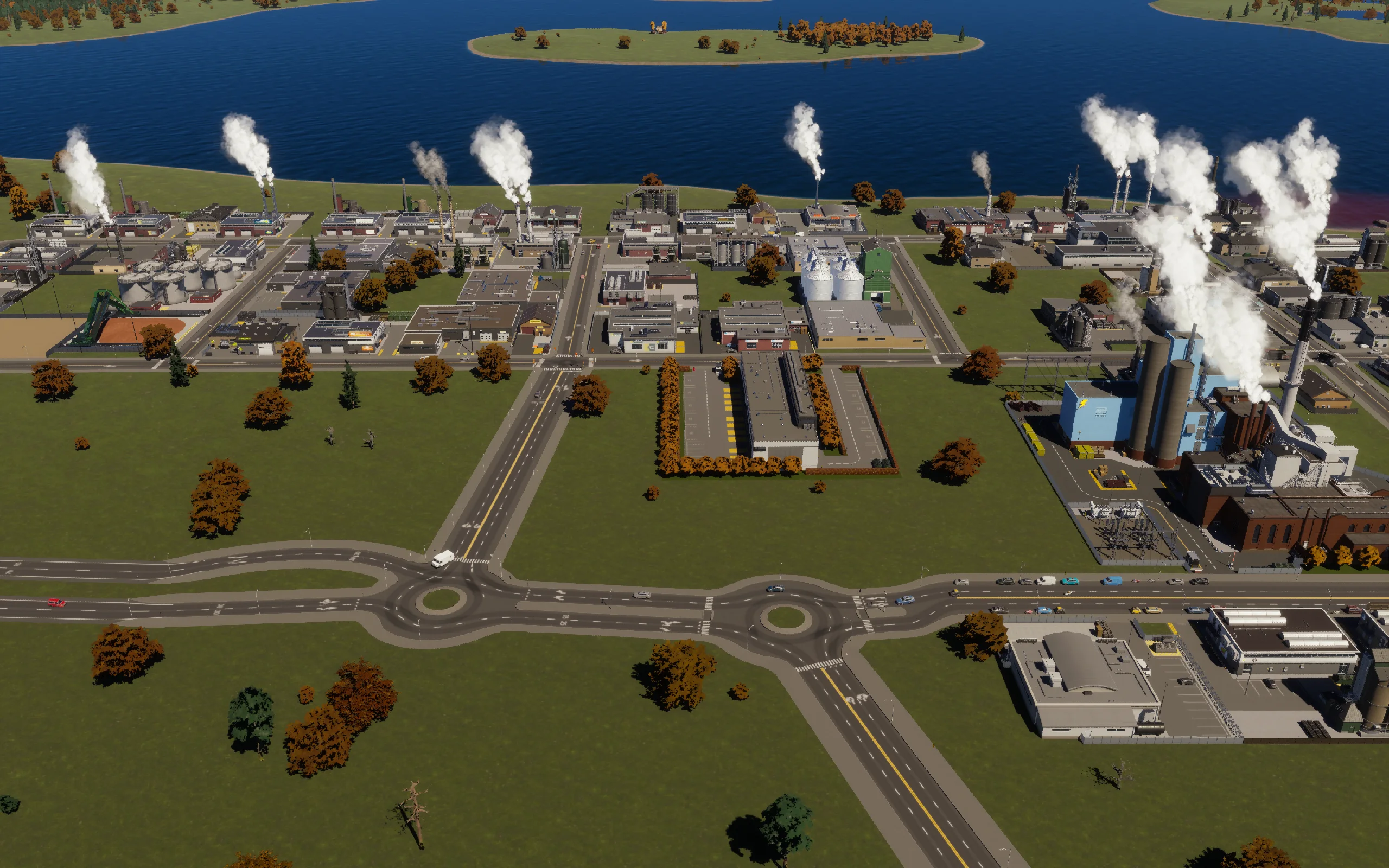 Two entrance roundabouts and direct four-lane factory link after their initial test.