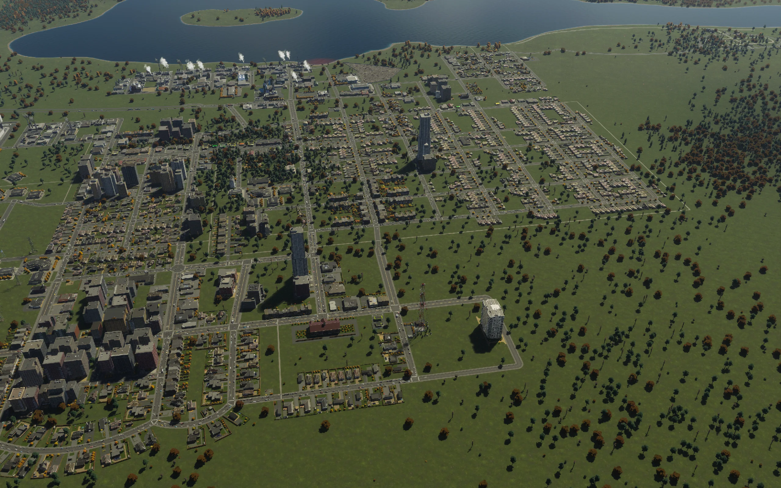 Early construction: the first connected streets and Polaris Suites. This is a progress view, not an untouched opening.