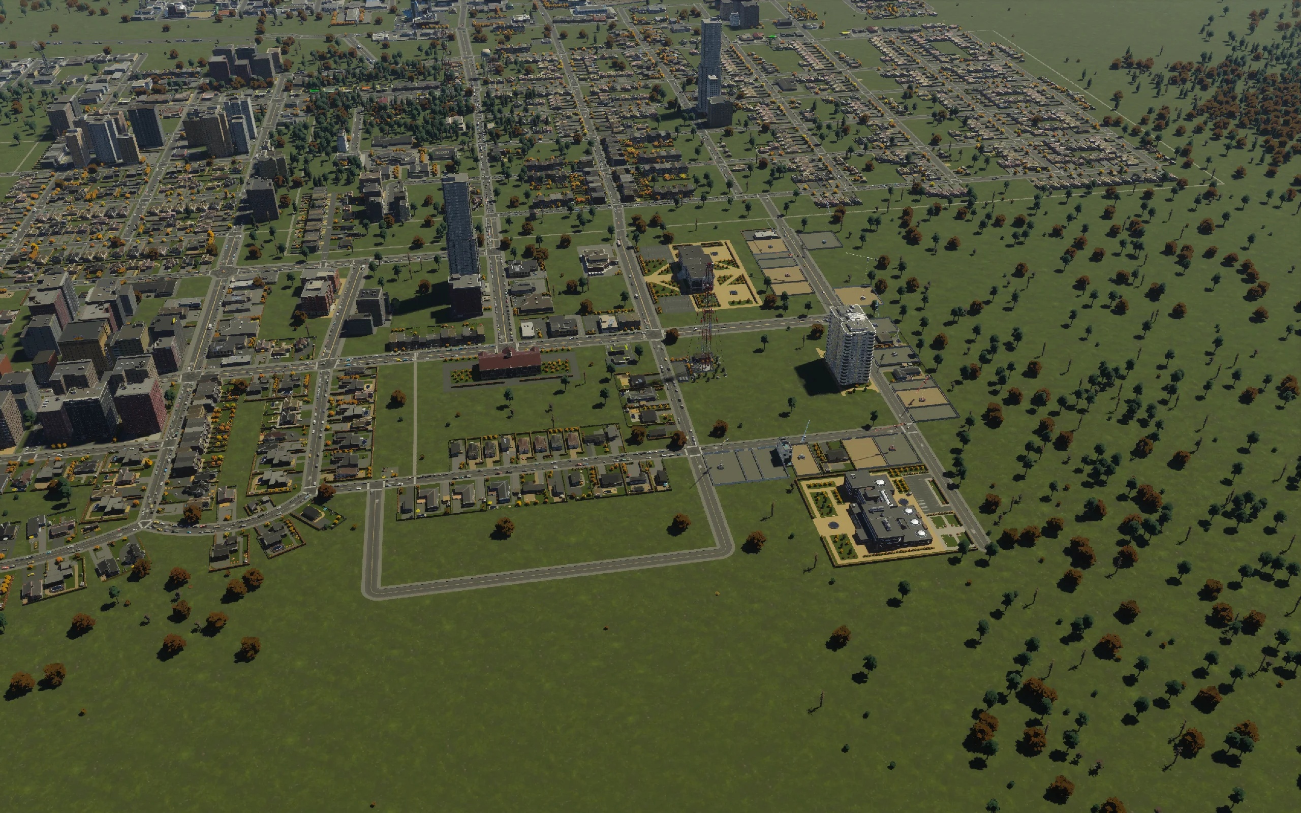 The new service buildings and housing streets during construction.