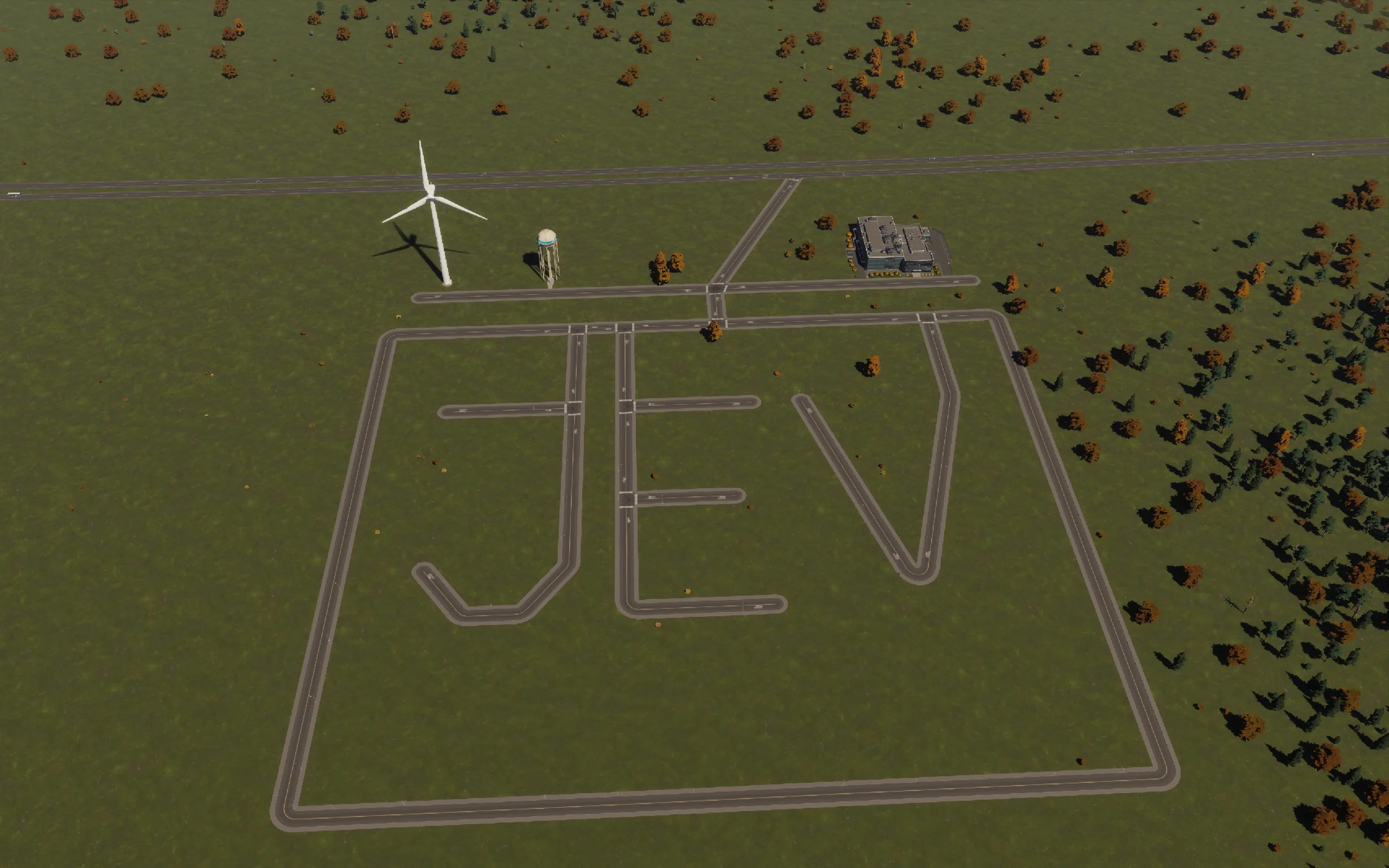 The corrected JEV road lettering before the neighborhood filled in.