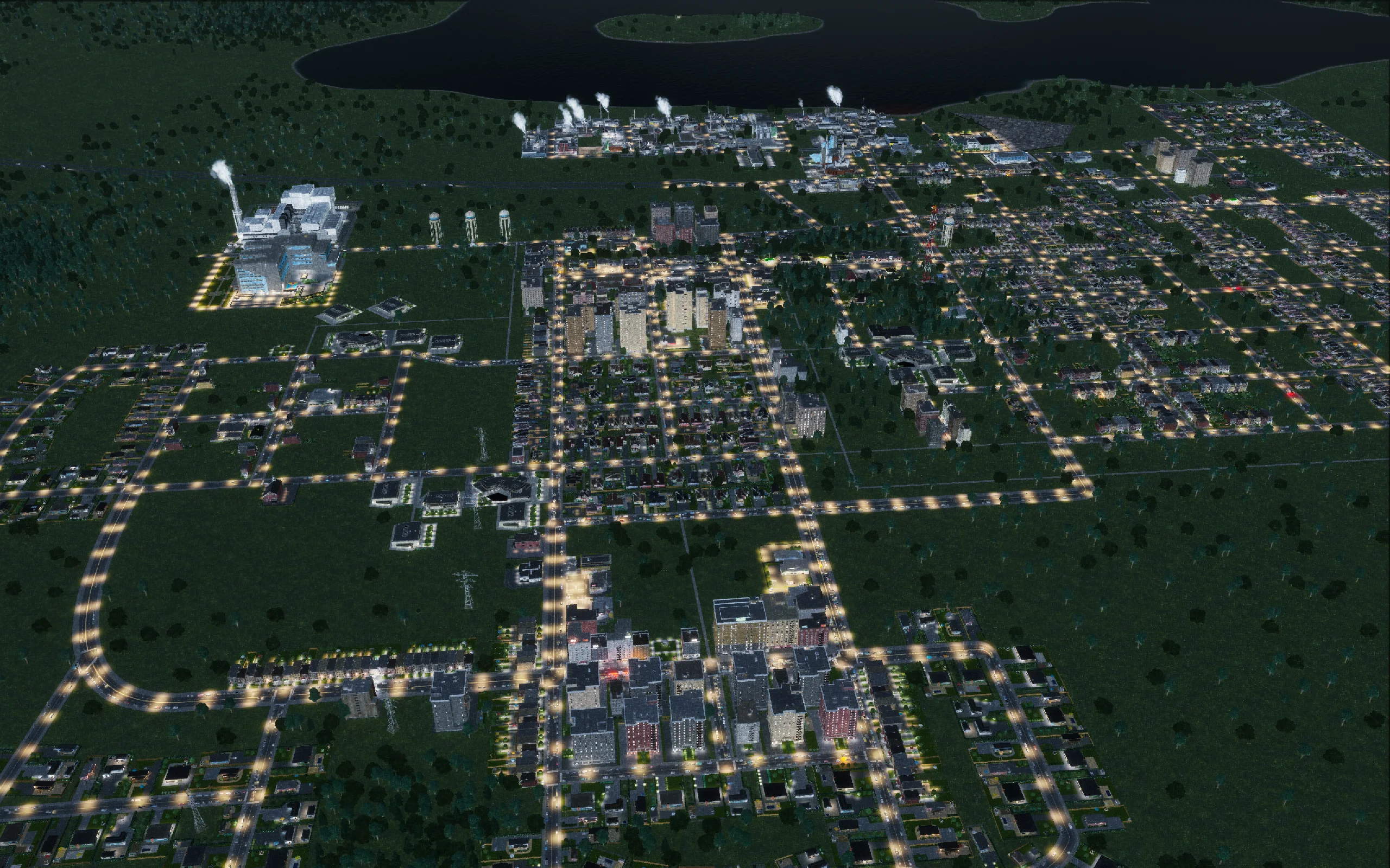 The opening city view, before this session’s infill and service additions.