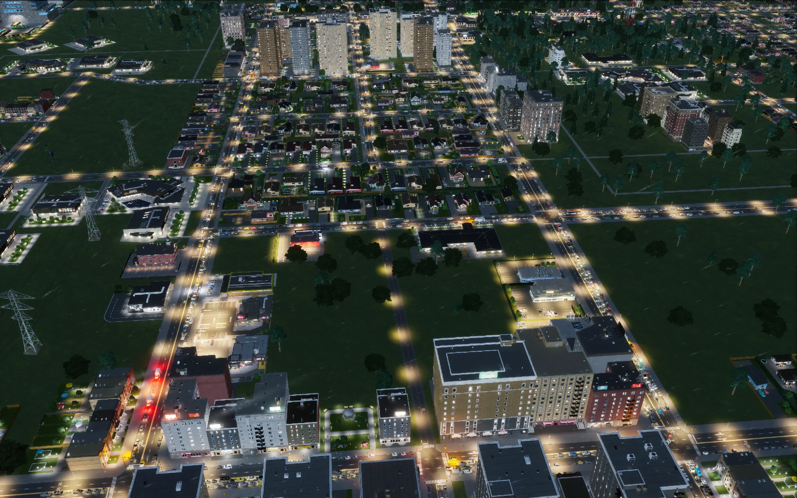 The alley and new service buildings before apartment construction filled the interior.