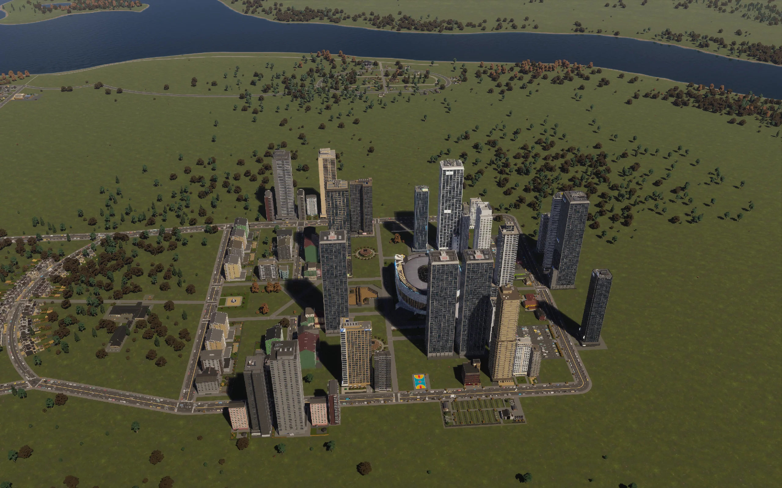 The completed stadium skyline at the end of the session, photographed in native Photo Mode.