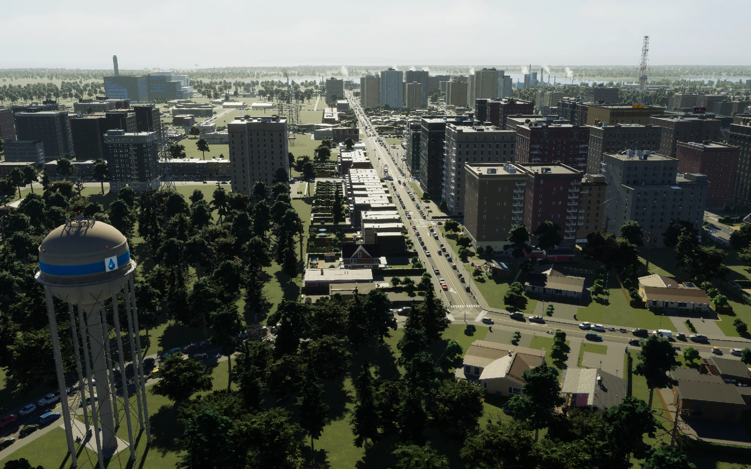 Closing view of the western neighborhood and its serviced housing infill. Existing streets carried the new residential growth.